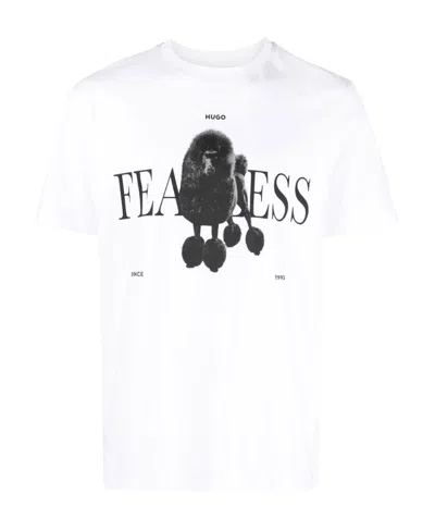 Hugo Boss Slogan-print Short-sleeve T-shirt In White