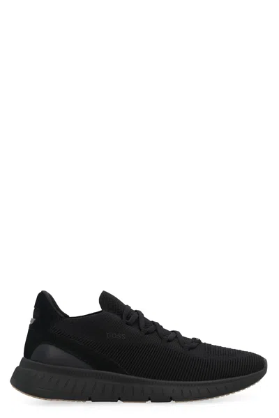 Hugo Boss Boss Slon Fabric Low-top Sneakers In Black
