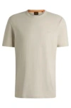 Hugo Boss Slub-cotton T-shirt With Logo Detail In Light Beige