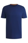 Hugo Boss Slub-cotton T-shirt With Logo Detail In Light Blue