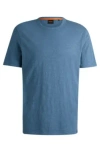Hugo Boss Slub-cotton T-shirt With Logo Detail In Light Blue