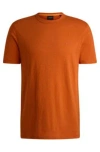 Hugo Boss Slub-cotton T-shirt With Logo Detail In Light Orange