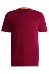 Hugo Boss Slub-cotton T-shirt With Logo Detail In Light Red