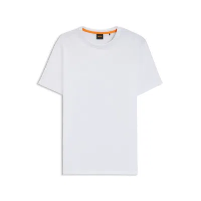 Hugo Boss Regular-fit T-shirt In Slub Cotton With Logo Detail In White
