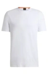 Hugo Boss Slub-cotton T-shirt With Logo Detail In White