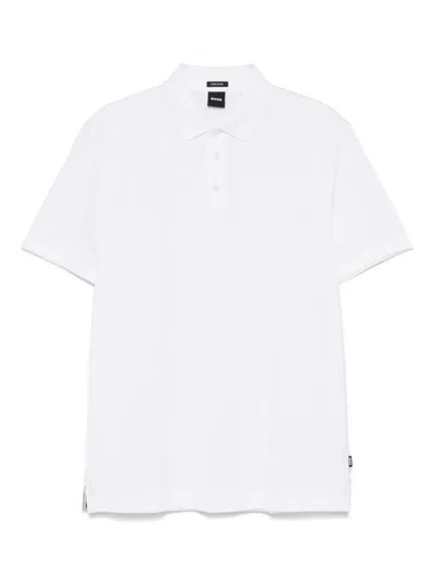 Hugo Boss Slub-texture Polo Shirt In White