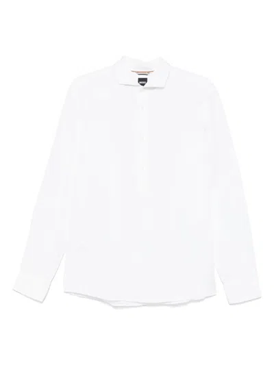 Hugo Boss Slub-texture Shirt In White