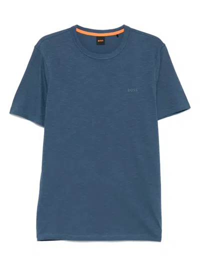 Hugo Boss Slub-texture T-shirt In Blue