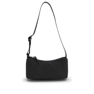 Hugo Boss Small Hobo Bag With Tonal Rubberized Logo In Black