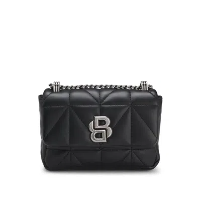 Hugo Boss Small Quilted Shoulder Bag With Double B Monogram In Black