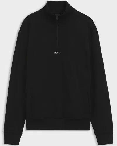 Hugo Boss Smallzip Mens 1/4 Zip Sweatshirt In Black 001