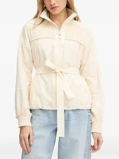 Hugo Boss Smocked-panel Elasticated Jacket In White