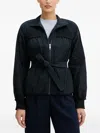 Hugo Boss Smocked-yoke Belted Jacket In Blue