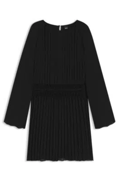 Hugo Boss Boss Daliette Pleated Long Sleeve Dress In Red