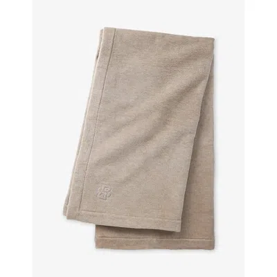 Hugo Boss Smoke Reverso Logo-embroidered Cotton-blend Throw 170cm X 130cm In Multi