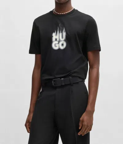 Hugo Boss Smokey Logo Cotton T-shirt In Black