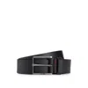 Hugo Boss Smooth-leather Belt With Brushed-silver Buckle In Black