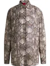 Hugo Boss Oversize-fit Blouse In Python-print Crepe De Chine