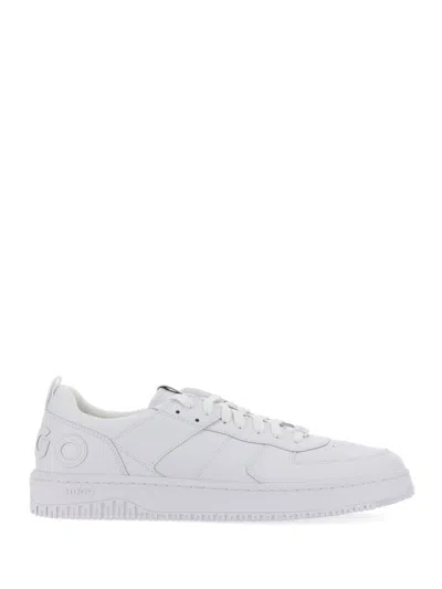 Hugo Boss Hugo White Leather Sneakers With Logo Accents