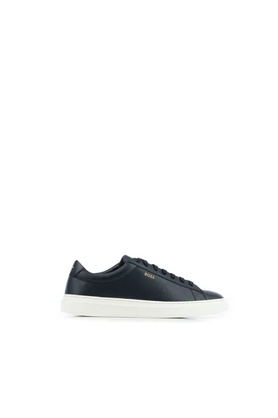 Hugo Boss Boss Aiden Logo Contrast Heel Leather Sneakers