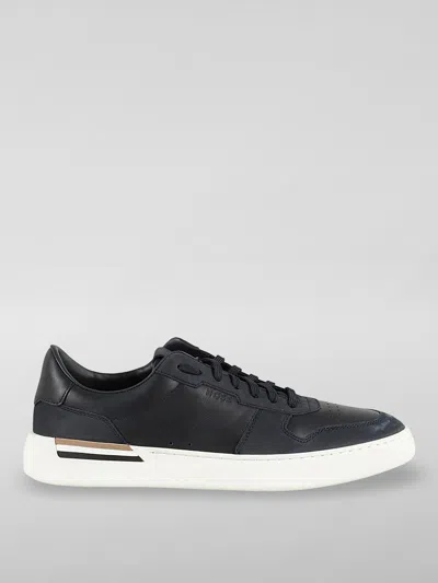 Hugo Boss Cupsole Panelled Leather Sneakers In Navy