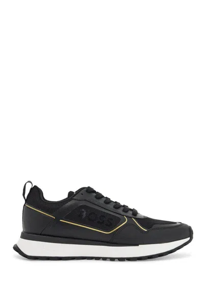 Hugo Boss Sneakers Jonah Runn Merbl Nere Con Dettagli Oro E Suola In Black