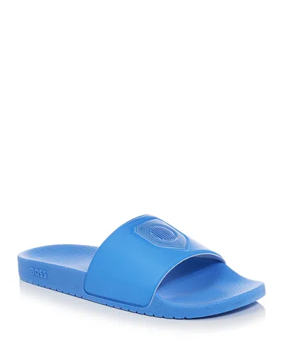 Hugo Boss Soccer Men's Aryeh Slides In Brazil In Blue