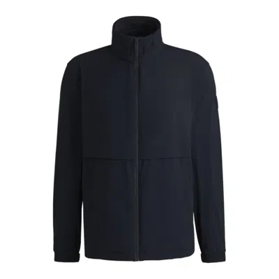 Hugo Boss Softshell Jacket In Washable Stretch Fabric With Packable Hood In Blue