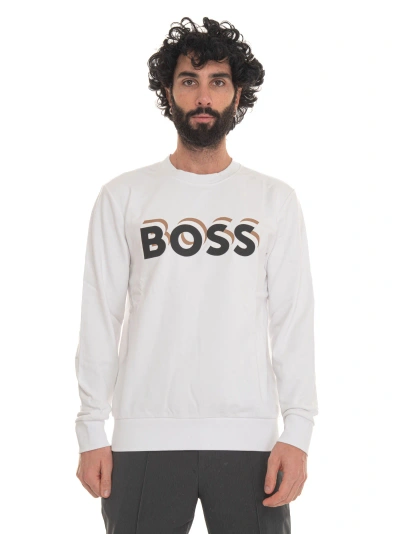 Hugo Boss Soleri 07 Crewneck Sweatshirt In White