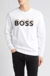 Hugo Boss Logo-print Cotton Sweatshirt In White