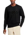 Hugo Boss Cotton-terry Sweatshirt With Flock-print Logo In Black