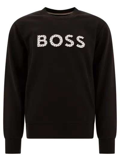 Hugo Boss Boss Big & Tall Soleri Crewneck Sweatshirt In Black