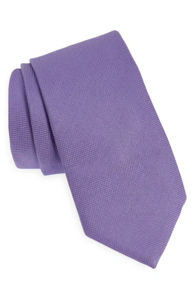 Hugo Boss Solid Black Silk Tie In Light Purple