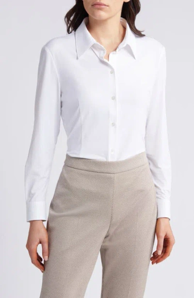 Hugo Boss Solid Button-up Shirt In White
