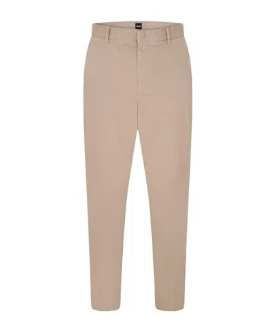 Hugo Boss Solid Casual Trousers In Brown
