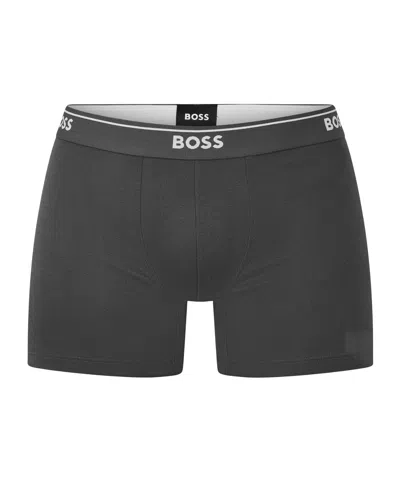 Hugo Boss Solid Color Boxers In Gray
