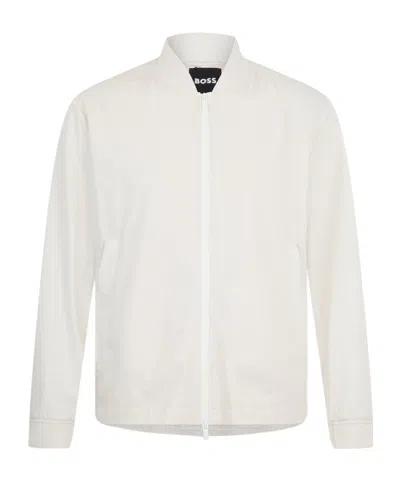 Hugo Boss Balonso Zip-up Cardigan In White