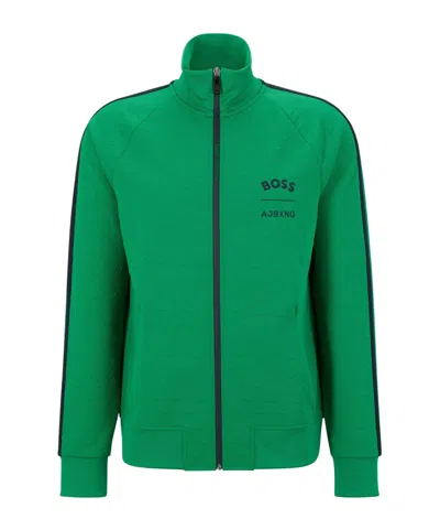 Hugo Boss Solid Color Minimalist Sports Hooded Coat In White