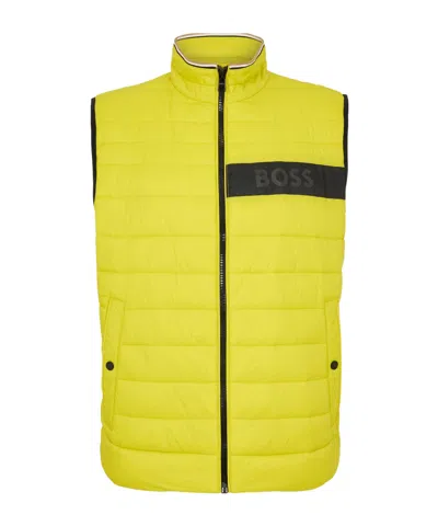 Hugo Boss Solid Color Puffer Gilet In Green