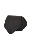 Hugo Boss Solid Ribbed Silk Classic Tie In Black