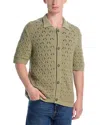 Hugo Boss Sommp Crotchet Knit Regular Fit Button Down Shirt In Green