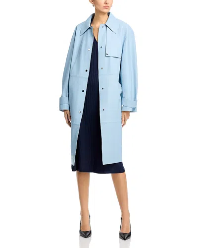 Hugo Boss Sondeli Leather Jacket In Chambray Blue