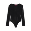Hugo Boss Sparkling Bodysuit In Stretch Jersey With Stacked-logo Trim In Black