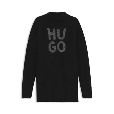 Hugo Boss Sparkling Stacked-logo Sweater With Wool And Alpaca In Black