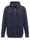 Hugo Boss Zip-up Hooded Hooded Sweatshirt In Blue