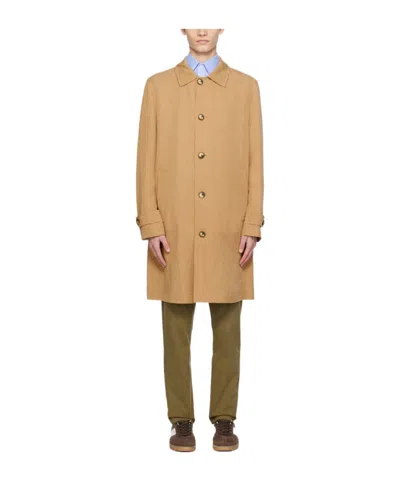 Hugo Boss Tan Spread Collar Coat In 260-medium Beige