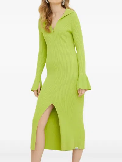 Hugo Boss Split Midi Dress In Green