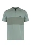 Hugo Boss Cotton Blend Sport Polo With Zip Collar In Gray