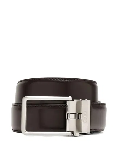 Hugo Boss Square-buckle Belt In Black