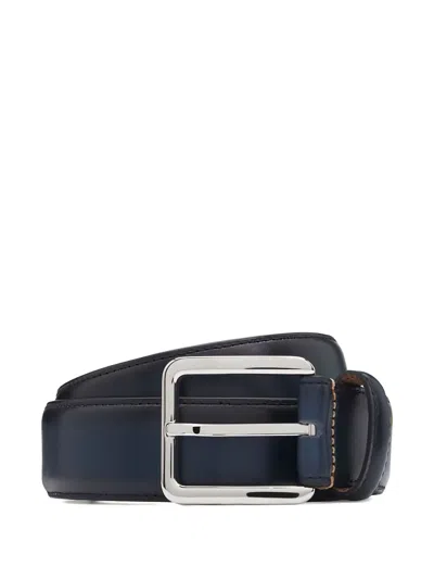 Hugo Boss Square Buckle Belt In Blue
